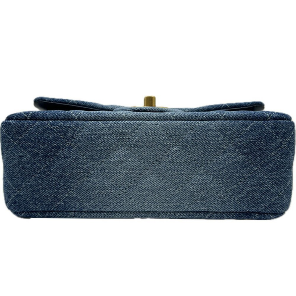 CHANEL Chanel Matelasse Chain Shoulder Bag Denim Blue Handbag Compact Women's - Picture 4 of 10